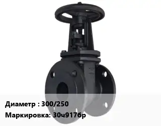 Задвижка чугунная 300/250 30ч917бр Ру10 клиновая